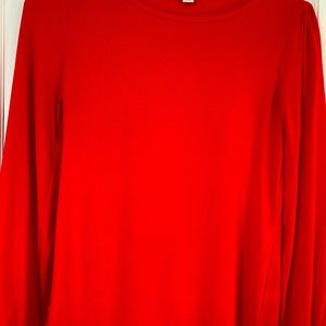Red knit long sleeve jersey tee